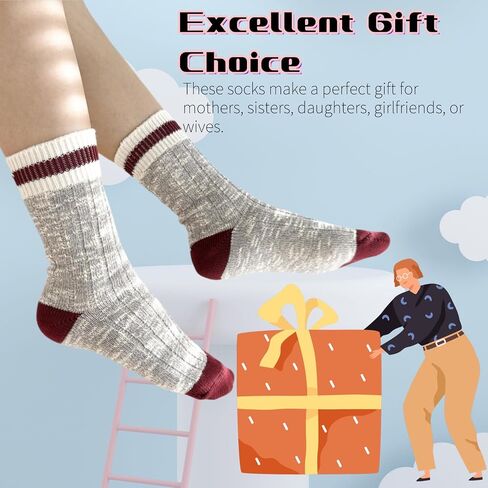 HENNY RUE 4 Pairs of Cotton Socks for Girl California American Style Handmade Chunky line Women's Mid-tube Socks. in Saudi Arabia