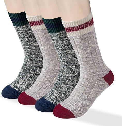 HENNY RUE 4 Pairs of Cotton Socks for Girl California American Style Handmade Chunky line Women's Mid-tube Socks. in Saudi Arabia