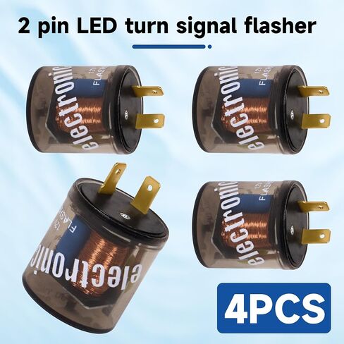 LED Flasher Relay 2 Pin 12V 2 Terminal LED Turn Signal Flasher Relay with Ground Wire for Cars Motorcycles (2pcs 2-pin, with ground wire) in Saudi Arabia