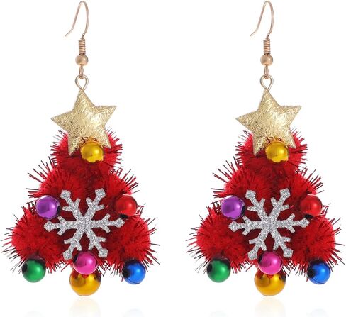 Green Christmas Tree Bell Earrings Christmas Bell Bowknot Dangle Earrings Xmas Bow Wreath Earrings New Year Festive Gift for Women Teen Girls in Kuwait
