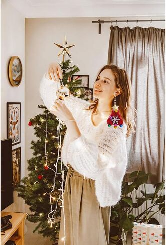Green Christmas Tree Bell Earrings Christmas Bell Bowknot Dangle Earrings Xmas Bow Wreath Earrings New Year Festive Gift for Women Teen Girls in Kuwait