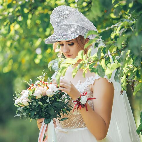 قبعات العروس Ulrica مع حجر الراين، قبعة ديسكو لديكورات حفلات العازبة، قبعة رعاة البقر المتلألئة للنساء البالغات، مستلزمات حفلات العازبة in Saudi Arabia