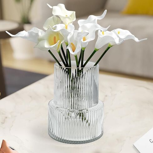 Aoderun Glass Vase for Flowers Vase for Bouquet Vases Home Decor Clear Vases for Centerpieces Modern Vase Decor Home Living Room Library Office Table Entryway Modern Farmhouse (Clear) in Kuwait