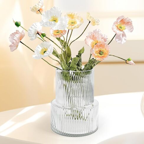 Aoderun Glass Vase for Flowers Vase for Bouquet Vases Home Decor Clear Vases for Centerpieces Modern Vase Decor Home Living Room Library Office Table Entryway Modern Farmhouse (Clear) in Kuwait