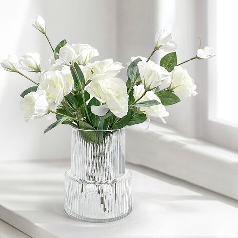 Aoderun Glass Vase for Flowers Vase for Bouquet Vases Home Decor Clear Vases for Centerpieces Modern Vase Decor Home Living Room Library Office Table Entryway Modern Farmhouse (Clear) in Kuwait
