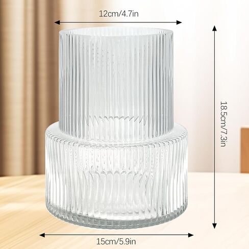 Aoderun Glass Vase for Flowers Vase for Bouquet Vases Home Decor Clear Vases for Centerpieces Modern Vase Decor Home Living Room Library Office Table Entryway Modern Farmhouse (Clear) in Kuwait