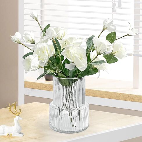Aoderun Glass Vase for Flowers Vase for Bouquet Vases Home Decor Clear Vases for Centerpieces Modern Vase Decor Home Living Room Library Office Table Entryway Modern Farmhouse (Clear) in Kuwait