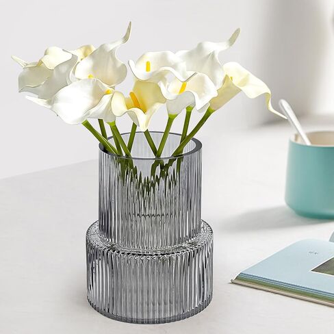Aoderun Glass Vase for Flowers Vase for Bouquet Vases Home Decor Clear Vases for Centerpieces Modern Vase Decor Home Living Room Library Office Table Entryway Modern Farmhouse (Clear) in Kuwait