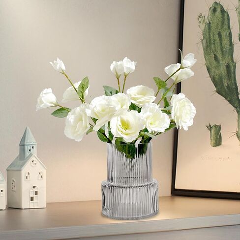 Aoderun Glass Vase for Flowers Vase for Bouquet Vases Home Decor Clear Vases for Centerpieces Modern Vase Decor Home Living Room Library Office Table Entryway Modern Farmhouse (Clear) in Kuwait