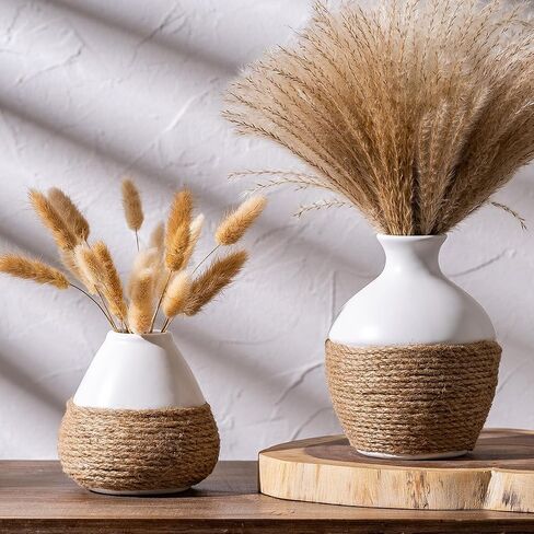 Vintage Home Decor Vases, Ceramic Flower Vase, Farmhouse Decorative Vases for Table, Shelf Bookshelf, Mantel, Entryway and Centerpieces, 6 Inch White Vase in Saudi Arabia