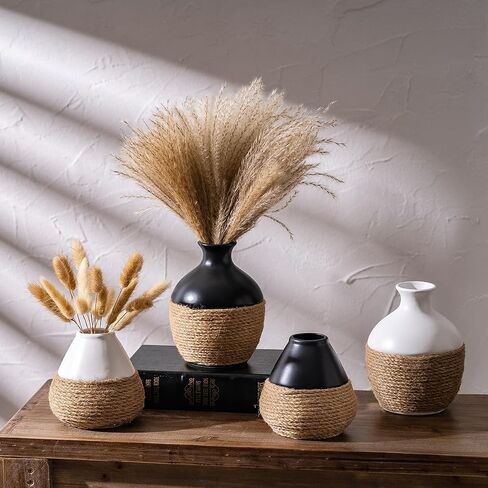 Vintage Home Decor Vases, Ceramic Flower Vase, Farmhouse Decorative Vases for Table, Shelf Bookshelf, Mantel, Entryway and Centerpieces, 6 Inch White Vase in Saudi Arabia