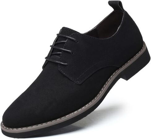 Mens Suede Shoes Dress Shoes Classic Oxfords Business Casual Lace Up Derbys Shoes in Kuwait