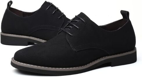 Mens Suede Shoes Dress Shoes Classic Oxfords Business Casual Lace Up Derbys Shoes in Kuwait