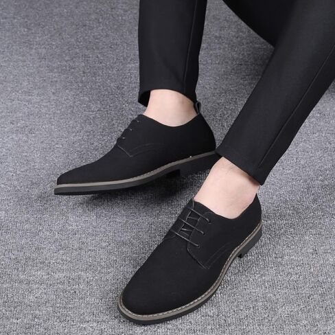 Mens Suede Shoes Dress Shoes Classic Oxfords Business Casual Lace Up Derbys Shoes in Kuwait