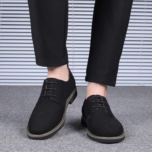 Mens Suede Shoes Dress Shoes Classic Oxfords Business Casual Lace Up Derbys Shoes in Kuwait
