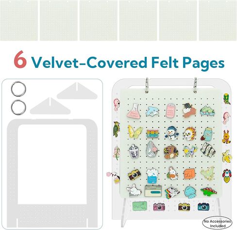 منظم عرض دبوس المينا من باكماكسي، حامل دبوس بروش، صفحات عرض 6 دبابيس لتخزين أكثر من 250 دبابيس، تقويم تخزين مجموعة الدبابيس (لا يشمل أي ملحقات) in Kuwait