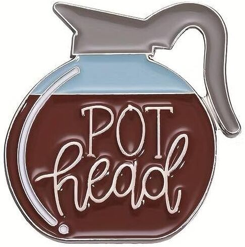 Coffee Pot Enamel Lapel Pin, Coffee Lover Gift, Pot Head Accessory, 420, Brooch for Women, Men, Girls Clothes Bag Decor in Saudi Arabia
