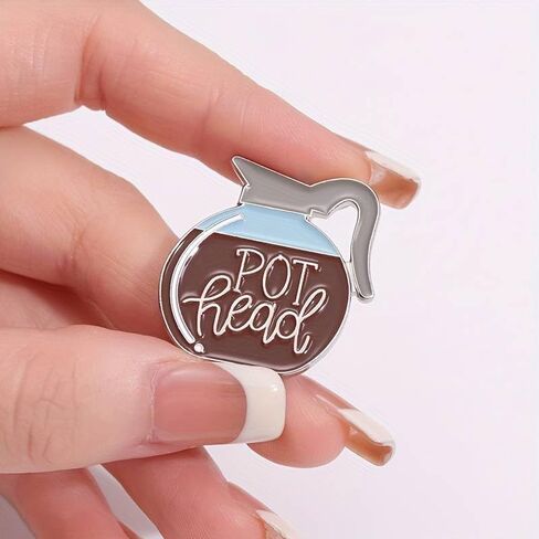 Coffee Pot Enamel Lapel Pin, Coffee Lover Gift, Pot Head Accessory, 420, Brooch for Women, Men, Girls Clothes Bag Decor in Saudi Arabia