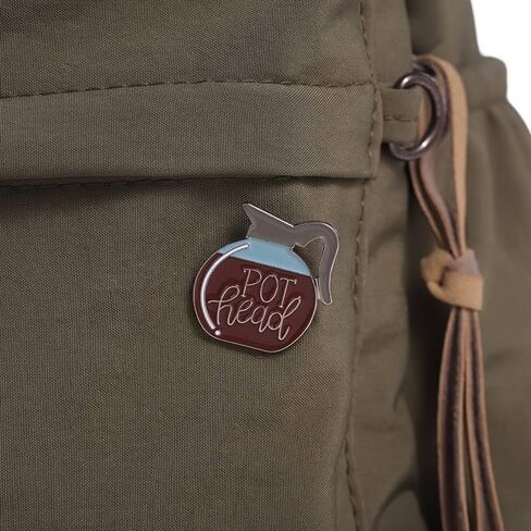 Coffee Pot Enamel Lapel Pin, Coffee Lover Gift, Pot Head Accessory, 420, Brooch for Women, Men, Girls Clothes Bag Decor in Saudi Arabia