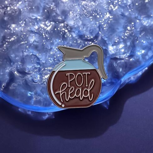 Coffee Pot Enamel Lapel Pin, Coffee Lover Gift, Pot Head Accessory, 420, Brooch for Women, Men, Girls Clothes Bag Decor in Saudi Arabia