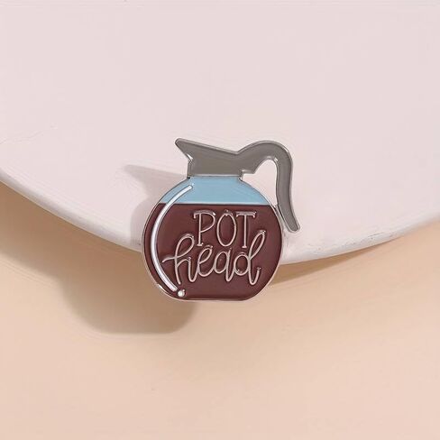 Coffee Pot Enamel Lapel Pin, Coffee Lover Gift, Pot Head Accessory, 420, Brooch for Women, Men, Girls Clothes Bag Decor in Saudi Arabia