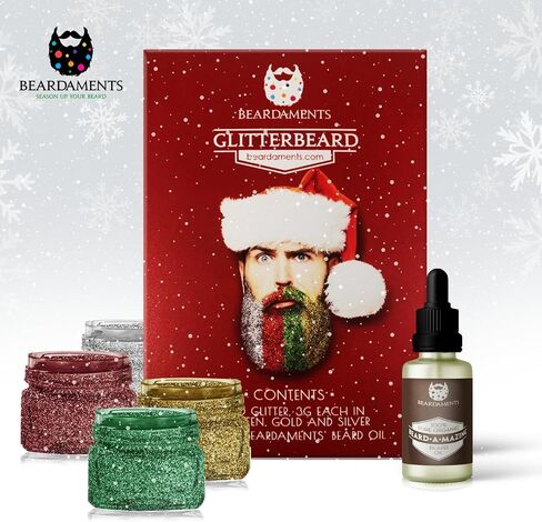 Beardaments Glitterbeard - مجموعة جليتر اللحية مع زيت التطبيق - 4 خيارات للألوان in Kuwait