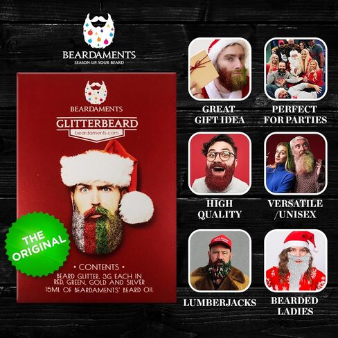 Beardaments Glitterbeard - مجموعة جليتر اللحية مع زيت التطبيق - 4 خيارات للألوان in Kuwait