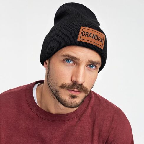 Skull Beanie for Men Father Dad Grandpa Papa Pappy - Knit Winter Hats Warm Soft Stretchy Daily Cuffed Beanie in Kuwait