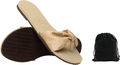شبشب نسائي من Havaianas You St. Tropez Lush Flip Flops - صنادل أنيقة ومريحة ومتينة بحزام من الساتان للشاطئ والارتداء الكاجوال واليومي، تتضمن حقيبة مخملية، 7-8 in Saudi Arabia