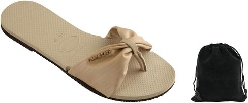 شبشب نسائي من Havaianas You St. Tropez Lush Flip Flops - صنادل أنيقة ومريحة ومتينة بحزام من الساتان للشاطئ والارتداء الكاجوال واليومي، تتضمن حقيبة مخملية، 7-8 in Saudi Arabia