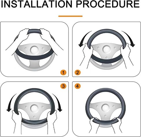 1 PC Car Elastic Steering Wheel Cover Without Inner Ring, Checkered Plush Steering Wheel Protector, Personalized Auto Interior Decoration Accessories, Universal for Most Cars (Black & Red) in Kuwait
