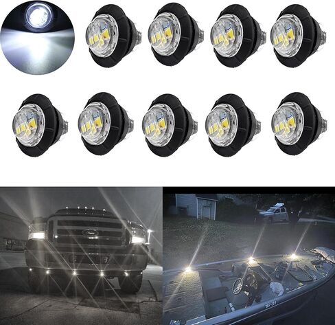10PC 3/4'' Round LED Side Marker Lights,Front Rear Bullet Marker lights,Signal Indicators LED Trailer Marker Lights For Truck Trailer RV Van Pickup ATV Camper Caravan Boat(12V White) in Saudi Arabia