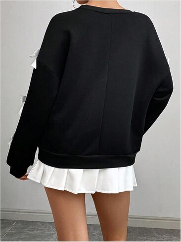 Verdusa Women's 3D Bow Sweatshirt Round Neck Long Sleeve Pullover Tops in Saudi Arabia