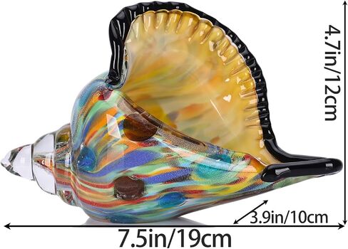 DOVDOV Blown Glass Art, Glass Conch Statue, Green sea Glass Decor, Conch Shell Sculpture Decor for Living Room TV Stand Coffee Table Dining Table Center Room Office Marine Style Decor. in Kuwait