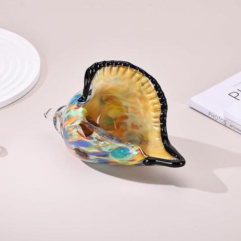 DOVDOV Blown Glass Art, Glass Conch Statue, Green sea Glass Decor, Conch Shell Sculpture Decor for Living Room TV Stand Coffee Table Dining Table Center Room Office Marine Style Decor. in Kuwait