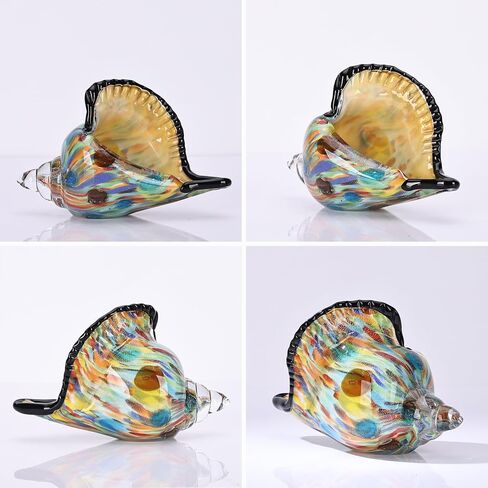 DOVDOV Blown Glass Art, Glass Conch Statue, Green sea Glass Decor, Conch Shell Sculpture Decor for Living Room TV Stand Coffee Table Dining Table Center Room Office Marine Style Decor. in Kuwait