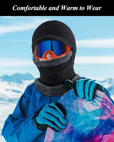 Winter Knitted Balaclava Hat Warm Cycling Face Covering Warmer Knit Hat Winter Neck Gaiter for Outdoor Sports in Saudi Arabia