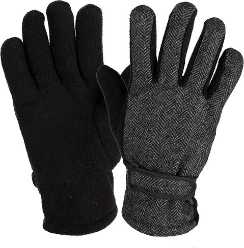 Funky Junque Men’s Herringbone Wool Blend Gloves Thermal Fleece Lining Soft Insulated Liner Winter Autumn in Saudi Arabia