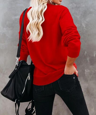 تي شيرت Dressmine للسيدات في الولايات المتحدة الأمريكية كاجوال بأكمام طويلة ورسومات جرافيكية، بلوفر فضفاض برقبة دائرية in Kuwait