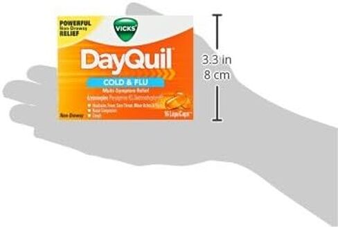 دواء فيكس داي كويل للبرد والإنفلونزا، تخفيف قوي متعدد الأعراض أثناء النهار للصداع والحمى والتهاب الحلق والأوجاع والآلام الطفيفة واحتقان الأنف وضغط الجيوب الأنفية والسعال، 16 كبسولة سائلة in Kuwait