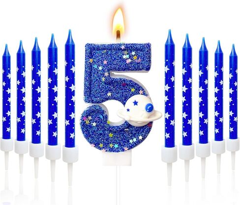 11 Pcs Astronaut Space Themed Birthday Candles - 0 to 9 Astronaut Spaceship Number Birthday Candles & Space Candles, Astronaut Cake Topper, Space Cake Decorations, Space Cake Topper (Number 5) in Saudi Arabia