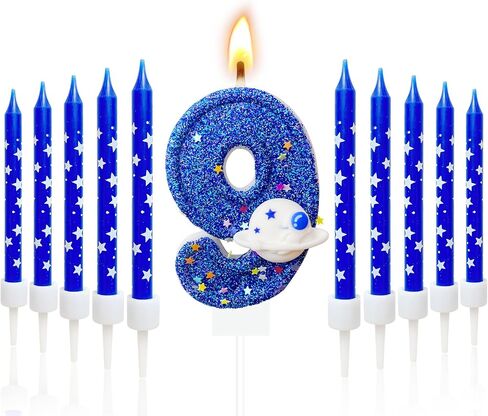 11 Pcs Astronaut Space Themed Birthday Candles - 0 to 9 Astronaut Spaceship Number Birthday Candles & Space Candles, Astronaut Cake Topper, Space Cake Decorations, Space Cake Topper (Number 5) in Saudi Arabia