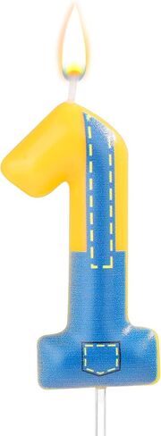 Blue and Yellow Birthday Candle, Birthday Number Candle Blue Jeans Anime Cartoon Happy Birthday Theme Candle for Birthday Cake Celebration Wedding Anniversary Decoration Supplies (Number 0) in Saudi Arabia