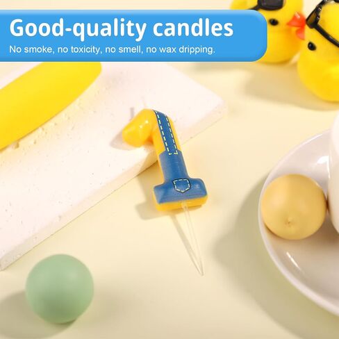 Blue and Yellow Birthday Candle, Birthday Number Candle Blue Jeans Anime Cartoon Happy Birthday Theme Candle for Birthday Cake Celebration Wedding Anniversary Decoration Supplies (Number 0) in Saudi Arabia