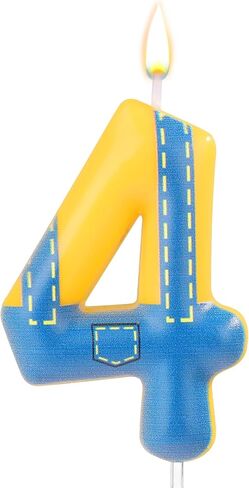 Blue and Yellow Birthday Candle, Birthday Number Candle Blue Jeans Anime Cartoon Happy Birthday Theme Candle for Birthday Cake Celebration Wedding Anniversary Decoration Supplies (Number 0) in Saudi Arabia