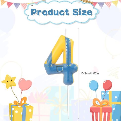 Blue and Yellow Birthday Candle, Birthday Number Candle Blue Jeans Anime Cartoon Happy Birthday Theme Candle for Birthday Cake Celebration Wedding Anniversary Decoration Supplies (Number 0) in Saudi Arabia