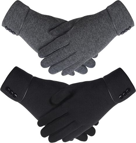 2 Pairs Womens Winter Gloves Touchscreen Texting Windproof Gloves Fleece Lined Gloves Warm Gloves for Cold Weather in Kuwait