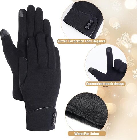 2 Pairs Womens Winter Gloves Touchscreen Texting Windproof Gloves Fleece Lined Gloves Warm Gloves for Cold Weather in Kuwait