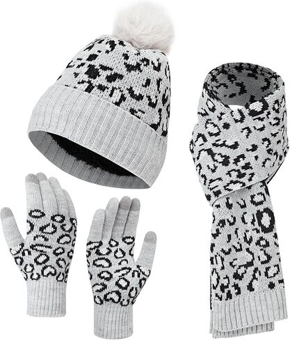 ZELING'S Winter Beanie Hat Gloves And Scarf For Women Touchscreen Gloves Warm Scarf Hat With PomPom Holiday gifts For Women in Saudi Arabia