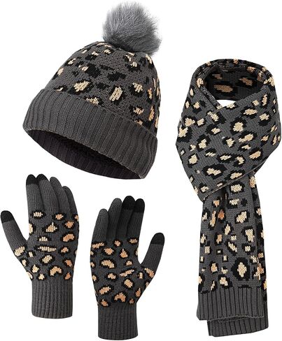 ZELING'S Winter Beanie Hat Gloves And Scarf For Women Touchscreen Gloves Warm Scarf Hat With PomPom Holiday gifts For Women in Saudi Arabia